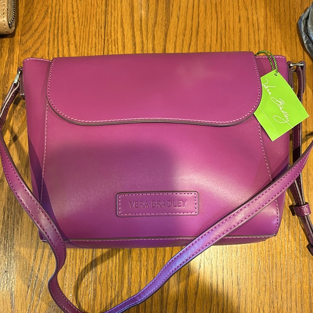 NWT $88 VERA BRADLEY PLUM FLAP CROSSBODY